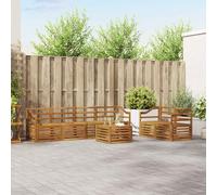 mzdioop Ensemble de canapé d'extérieur 7 pièces en bois massif d'acacia naturel laqué résistant aux intempéries, salon modulaire pour jardin, terrasse, balcon, assise détendue et manger