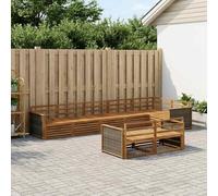 mzdioop Ensemble de canapé d'extérieur 8 pièces en bois d'acacia massif laqué naturel avec design à lattes, meubles de jardin résistants aux intempéries pour balcon, terrasse et jardin