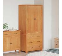 mzdioop Ensemble de meubles de rangement en chêne massif avec 2 portes, 3 tiroirs, 80 x 50 x 180 cm, marron, armoire et buffet stable pour salon, chambre à coucher, couloir