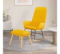 mzdioop Fauteuil à bascule avec repose-pieds en tissu jaune moutarde 70 x 79 x 101 cm pour salon, chambre à coucher, terrasse, balcon, véranda, chambre d'enfant, fauteuil relaxant, fauteuil à bascule
