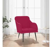 mzdioop Fauteuil bordeaux en velours - 63 x 76 x 80 cm - Avec structure en métal - Rembourré - Confortable - Pour salon, bureau, coin lecture - Avec accoudoirs et dossier ergonomique