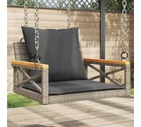 mzdioop Fauteuil suspendu avec coussin, gris, 63 x 62 x 40 cm, rotin synthétique, acier revêtu par pulvérisation, banc de jardin avec assise et dossier confortables pour balcon, terrasse