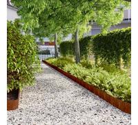 mzdioop Lot de 10 bordures de pelouse en acier Corten flexibles - 15 x 103 cm - Avec système d'emboîtement - Bordure de tonte et délimitation de pelouse - Pour parterre, chemin, terrasse, paillis et