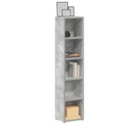 mzdioop Lot de 2 étagères à CD - Gris béton - 21 x 16 x 93,5 cm - Avec 5 compartiments - Rangement multimédia pour salon, bureau, home cinéma, espace de rangement pour CD, DVD, Blu-ray, étagère