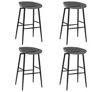 mzdioop Lot de 4 tabourets de bar gris avec pieds en métal revêtu par pulvérisation, siège ergonomique, dossier bas, 48 x 46 x 85 cm, hauteur d'assise 74,5 cm, robustes pour cuisine, salle à manger