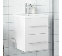 mzdioop Meuble de lavabo avec lavabo encastré - En bois blanc - 41 x 38,5 x 48 cm - Avec tiroir et porte - Pour salle de bain - WC - Étagère de rangement et armoire de salle de bain moderne avec