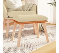 mzdioop Repose-pieds crème avec tissu et cuir synthétique, 45 x 29,5 x 35 cm, pouf rembourré pour salon, chambre à coucher, couloir, siège et repose-pieds, cube compact pour la détente