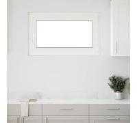 mzdioop RISOR Fenêtre de cave 100 x 60 cm en verre PVC blanc avec fonction basculante et rotative pour ventilation, insonorisation et rénovation intérieure