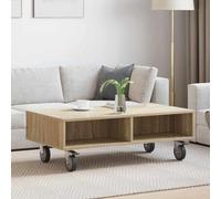mzdioop Table d'appoint à roulettes en chêne Sonoma - 90 x 50 x 30 cm - Pour salon, chambre à coucher, bureau - Avec espace de rangement et étagère - Table basse polyvalente et table de chevet