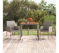 mzdioop Table de jardin avec plateau en bois - Gris - 90 x 90 x 75 cm - En polyrotin - Résistant aux intempéries - Robuste - Stable - Pour terrasse, balcon, jardin d'hiver, extérieur, véranda, facile