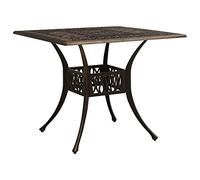 mzdioop Table de jardin bronze en fonte d'aluminium 90 x 90 x 73 cm, stable, robuste, résistante aux intempéries, avec trou pour parasol, idéale pour balcon, terrasse, jardin d'hiver, véranda
