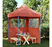 mzdioop Tente de fête en tissu Oxford terre cuite 200 x 200 x 306 cm, tente de jardin pliable avec cadre de toit imperméable, distributeur d'ombre et housse de pluie pour jardin, terrasse, fête