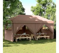 mzdioop Tente de fête pliable pop-up avec 4 panneaux latéraux, marron, tente de jardin avec cadre en acier revêtu par pulvérisation, toit en tissu Oxford imperméable, 580 x 292 x 315 cm, housse de