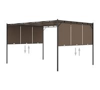mzdioop Tonnelle de jardin - 4 x 3 x 2,25 m - Taupe - Avec rideau latéral et cadre en acier revêtu par pulvérisation - Tente de jardin avec protection solaire et protection contre la pluie - Pergola
