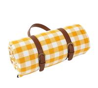 MZSKLW Couverture Pique Nique Couverture de Pique-Nique d'extérieur 200 x cm, Tapis Camping Pliable avec poignée en Cuir, imperméable, Accessoires Plage et(Yellow,150x200cm)