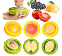 MZSX 6 PCS Boîte de conservation réutilisable en silicone pour fruits et légumes, anti-oxydation, scellée hermétiquement, durable et flexible, empêche les odeurs, 10 cm x 2.6 cm