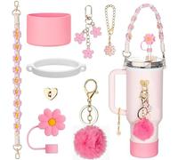 MZSX 8 pièces Stanley Cup accessories set, garniture comprend bottes en silicone, sangles de poignée tressées, couvercle de paille, Stanley charme pour Stanley Cup 30 / 40oz rouleau