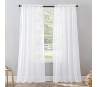 N ° 918 Erica écrasé Sheer Voile Rideau de Perles Frange, Polyester, Blanc, 51" x 63"