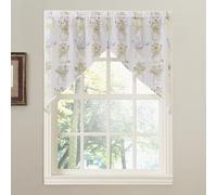 N ° 918 Eve de Jardin Floral de Cuisine Rideau Swag Paire, Polyester, Blanc, 54" x 38"