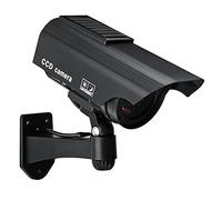N+B Caméra de sécurité factice simulée à énergie Solaire, caméra de Surveillance CCTV extérieure sans Fil étanche émulational IR LED Flash Rouge LED caméra factice (Noir)