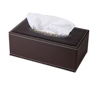 /N Boîte à mouchoirs rectangulaire haut de gamme en cuir synthétique noir avec fond magnétique pour bureau ou voiture Marron