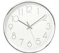 NEDIS CLWA015PC30SR Horloge Murale Cercle Blanc/argenté Diamètre 30 cm