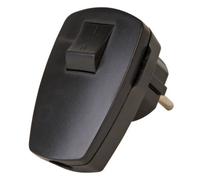 N & L 10233 Fiche coudée à contact de protection plastique avec interrupteur 230 V noir