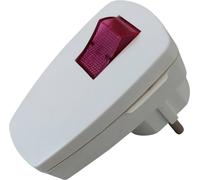 N & L 10236 Fiche coudée à contact de protection plastique avec interrupteur 230 V blanc