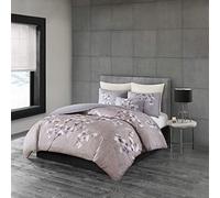 N Natori Sakura Blossom 3 Piece Cotton Sateen Printed Duvet Cover Set Lilac King