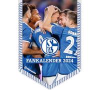 N NEUMANN VERLAGE FC Schalke 04 Calendrier mural 2024, au format 30 x 30 cm, avec bannière, calendrier pour fans de football avec points forts de football