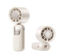 N38 Ventilateur à main à compresse de glace avec ventilateur turbo, ventilateur de cou portable pliable, écran numérique, flux d'air élevé pour les voyages et l'extérieur, ABS (blanc)