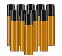 NA Lot de 10 flacons roller rechargeables en verre ambré marron avec billes en acier inoxydable 10 ml