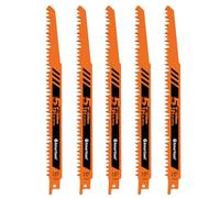 Naapesi Lot de 5 Lames de Scie Sabre 225 mm, Lames de Scie Alternative 5TPI pour Bois et Métal, Lames de Rechange pour Élagage, Branches, Palettes, Bois de Chauffage et Démolition, Orange