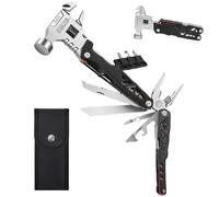 Naapesi Marteau multifonction 18 en 1 - Acier au carbone - Outil multifonction portable pour le camping, la randonnée, les urgences, la survie en plein air - Noir