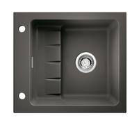 NABER 1091002 Evier encastré PickUP E avec garniture à excentrique rotative Premium, à partir d'une largeur d'armoire de 600 mm, céramique, ardoise