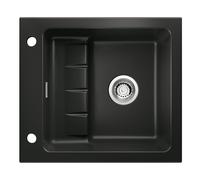 NABER 1091003 Evier à encastrer PickUP E avec garniture à excentrique rotative Premium, à partir d'une largeur d'armoire de 600 mm, céramique. Nero