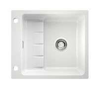 NABER 1091012 Evier à encastrer à fleur PickUP F avec garniture à excentrique rotative Premium, à partir d'une largeur d'armoire de 600 mm, céramique, blanc brillant