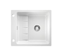 NABER 1091012 Evier encastré PickUP F avec mélangeur pivotant Premium, largeur de meuble à partir de 600 mm, céramique, blanc brillant