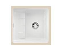 NABER 1091025 Evier sous plan PickUP U avec garniture à excentrique rotative Premium, à partir d'une largeur d'armoire de 600 mm, céramique, blanc mat