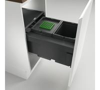 NABER 8013313 Trieur de déchets 20 (2x10) litres COX® BASE 360 S/400-2 anthracite avec couvercle à partir d'une largeur d'armoire de 40 cm