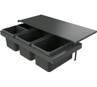 Naber 8013387 Collecteur de déchets Cox Stand-UP® 250 S/900-4 sans couvercle anthracite, 38 (2x13/2x6) litres / largeur d'armoire 90 cm