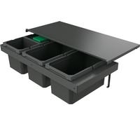Naber 8013388 Collecteur de déchets Cox Stand-UP® 250 S/900-4 avec couvercle anthracite, 38 (2x13/2x6) litres / largeur d'armoire 90 cm