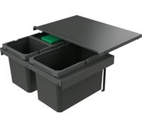 Naber 8013391 Collecteur de déchets Cox Stand-UP® 280 S/600-3 avec couvercle anthracite, 30 (1x16/2x7) litres / largeur d'armoire 60 cm