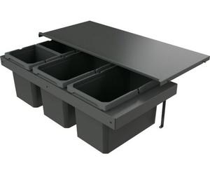Naber 8013397 Collecteur de déchets Cox Stand-UP® 280 S/900-4 sans couvercle anthracite, 46 (2x16/2x7) litres / largeur d'armoire 90 cm