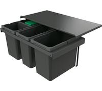 Naber 8013413 Collecteur de déchets Cox Stand-UP® 350 S/800-4 avec couvercle anthracite, 58 (2x10/1x22/1x16) litres / largeur d'armoire 80 cm
