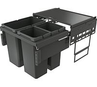 NABER COX® BASE 460 S/600-3 Trieuse de déchets en ANTHRACITE avec 53 (1 x 28/2 x 12,5) litres de volume / à partir de 60 cm