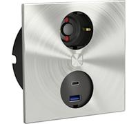 Naber Duplex E USB, éléments de prises de courant à encastrer, avec prise de courant de sécurité, acier inoxydable