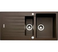 NABER Evier ANGOLA 150 en ESPRESSO avec vidage rotatif chromé / Evier à poser / largeur de meuble 60 cm
