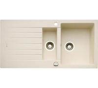 NABER Evier ANGOLA 150 en MAGNOLIA avec vidage rotatif chromé / cuve simple / largeur d'armoire 60 cm