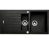 NABER Evier ANGOLA 150 en NERO avec vidage rotatif chromé / Evier à poser / largeur d'armoire 60 cm